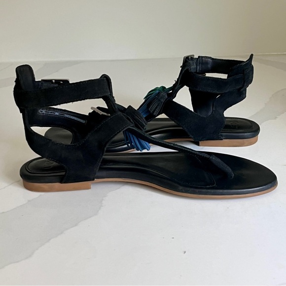 UGG Woman's Lecia Black Leather and Suede Ankle Wrap Sandal Size 9 NWOT - Picture 9 of 15